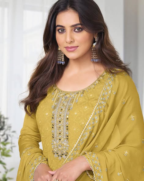 Mustard Heavy Georgette Suit
