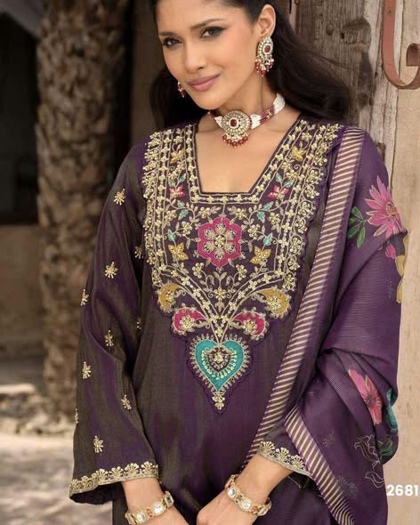 Plum Shimmer Silk Suit