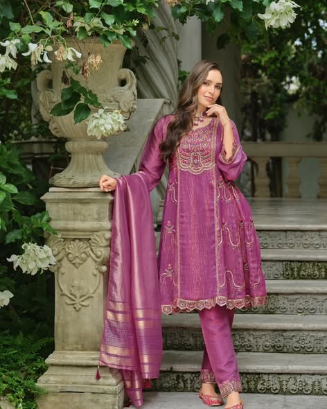 Magenta Shimmer Silk Suit