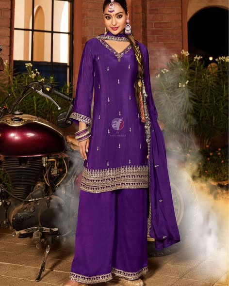 Purple Chinon Suit