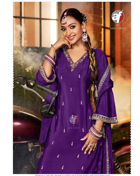 Purple Chinon Suit